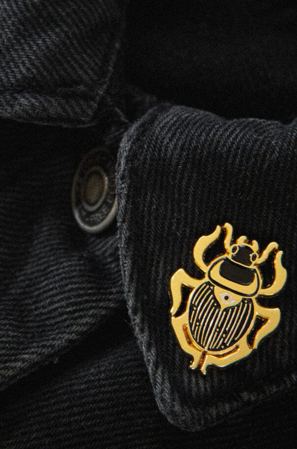 Gold Scarab Beetle Collar Pin Set Enamel Pin Ectogasm 