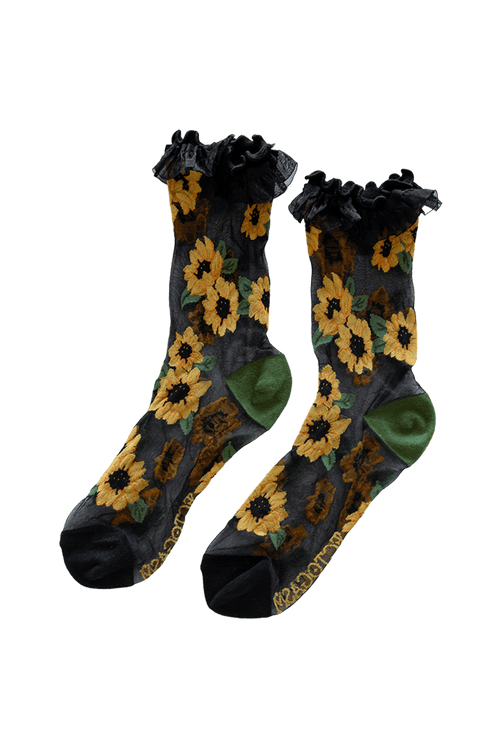 Sheer Sunflower Socks with Lace Socks Ectogasm 