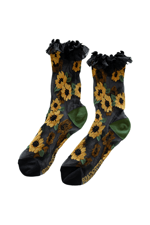 Sheer Sunflower Socks with Lace Socks Ectogasm 