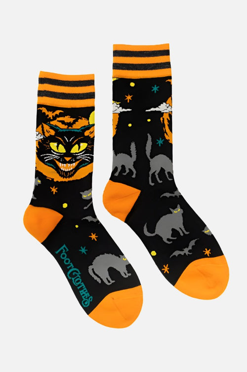 Vintage Black Cat Crew Socks Socks FootClothes LLC 