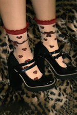 Sheer Heart Socks - Red