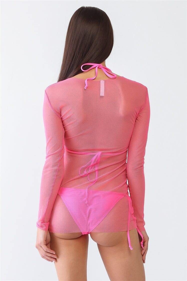 Electric Pink Bikini and Mesh Dress Set Swimwear FORPLAY 