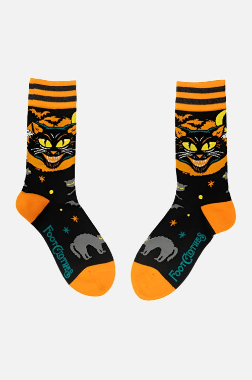 Vintage Black Cat Crew Socks Socks FootClothes LLC 