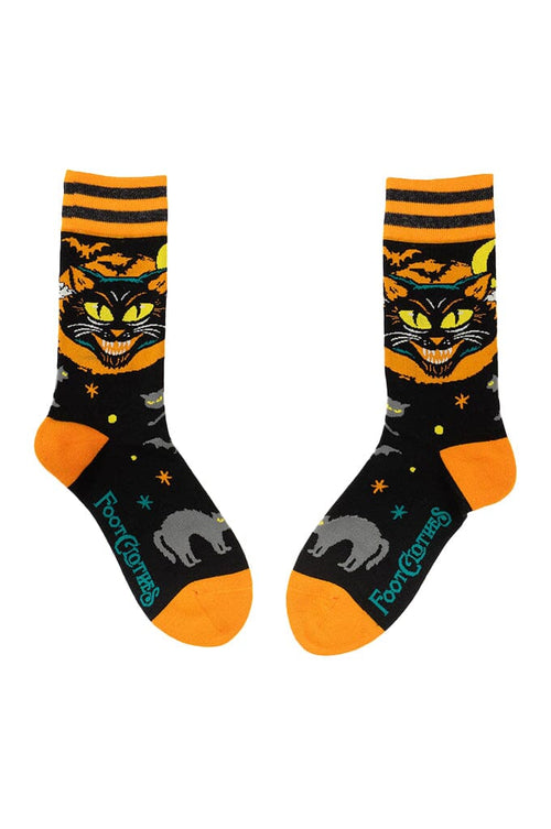 Vintage Black Cat Crew Socks Socks FootClothes LLC 