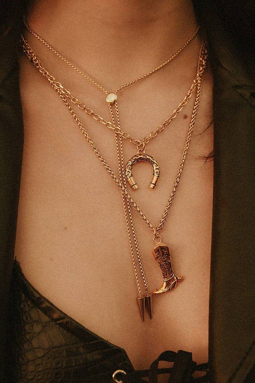 Outlaw Bolo Spike Necklace - Gold