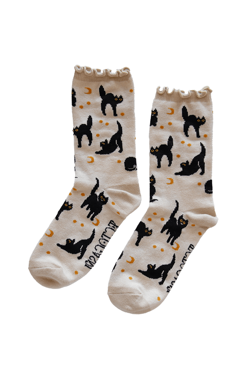 Black Cat Ruffle Socks Socks Ectogasm 