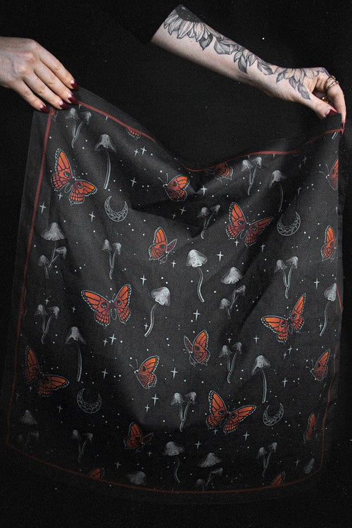 Skull Butterflies and Mushrooms Bandana Scarves Ectogasm 
