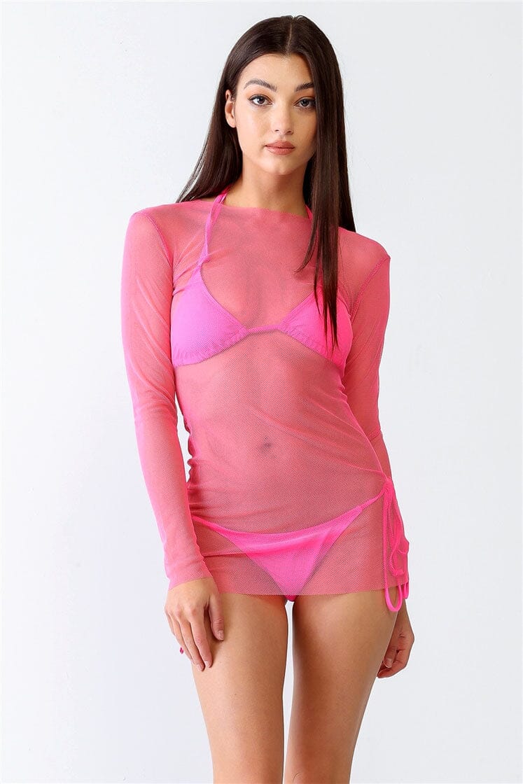 Electric Pink Bikini and Mesh Dress Set Swimwear FORPLAY 