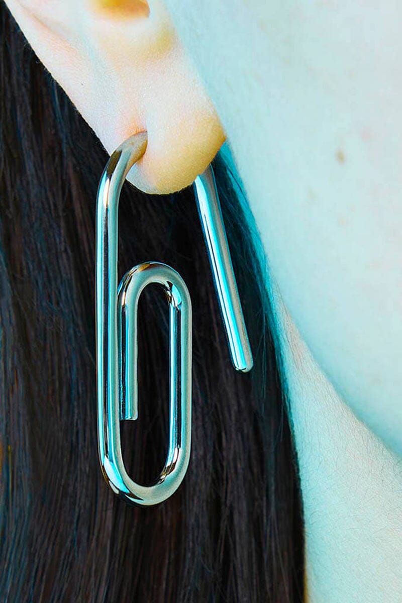 Paper Clip Earring - Silver Earrings STUDIOCULT 
