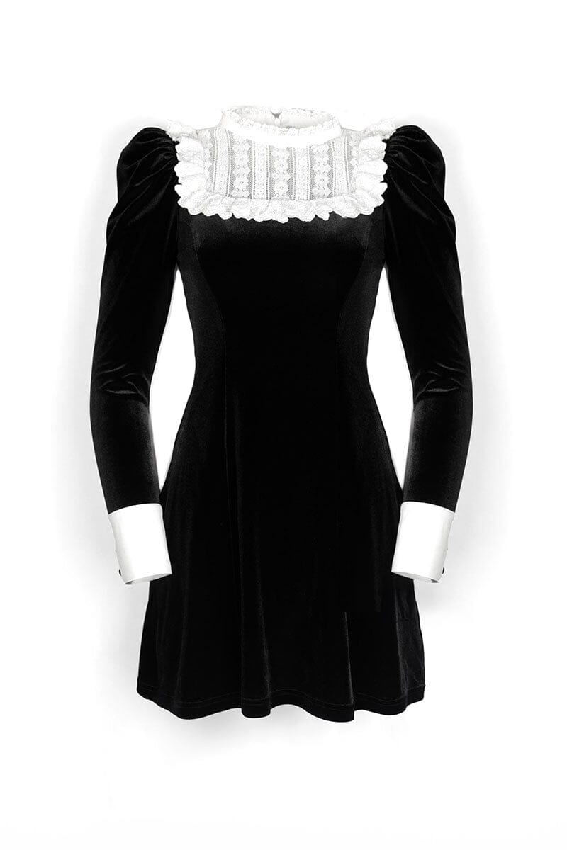 black velvet dress with white lace collar TatiTati Style