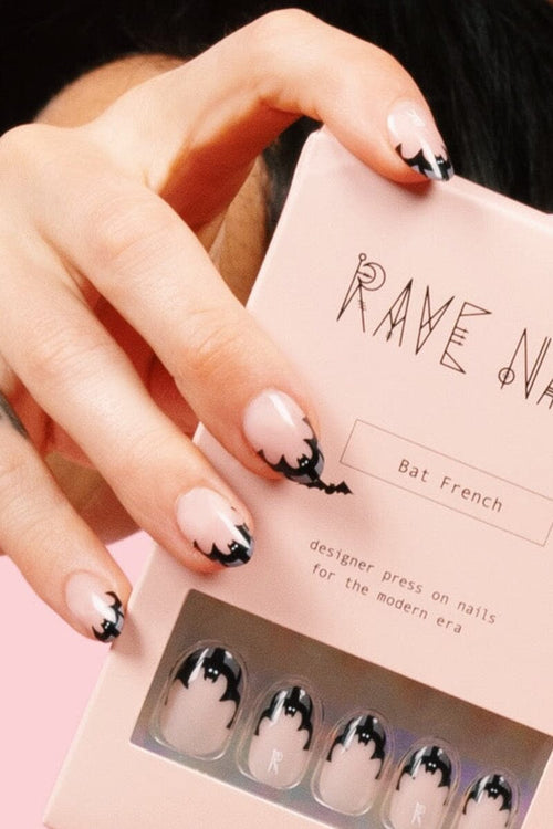 Batty French Tips - Press On Nails Nails Rave Nailz 