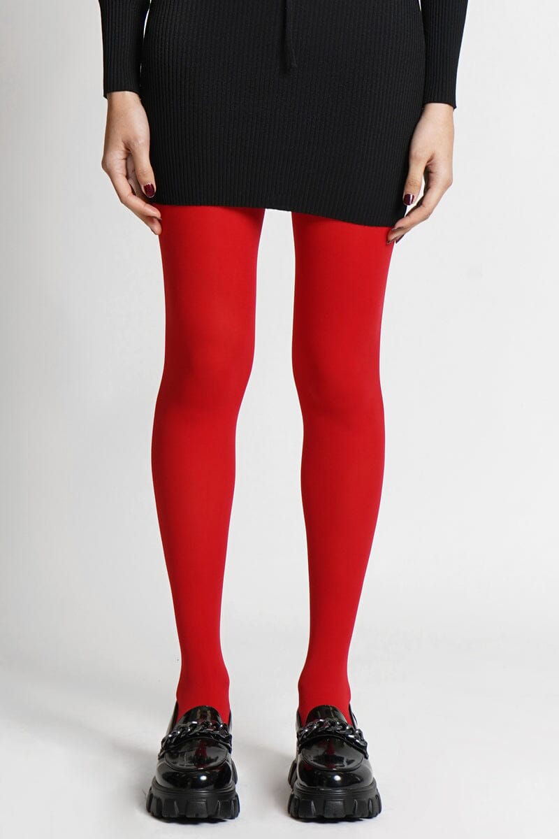 Red Racer Opaque Tights Hosiery FIL DE JOUR 