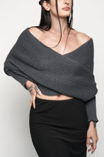 Leah Knit Shawl Shrug Shrugs NOCTEX Smoke Grey 