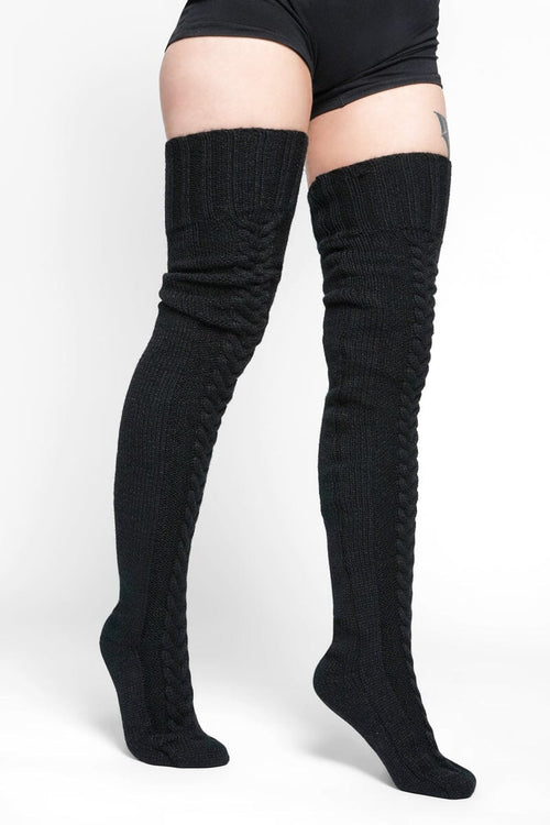 Fleura Cable Knit Thigh High Socks Socks NOCTEX 