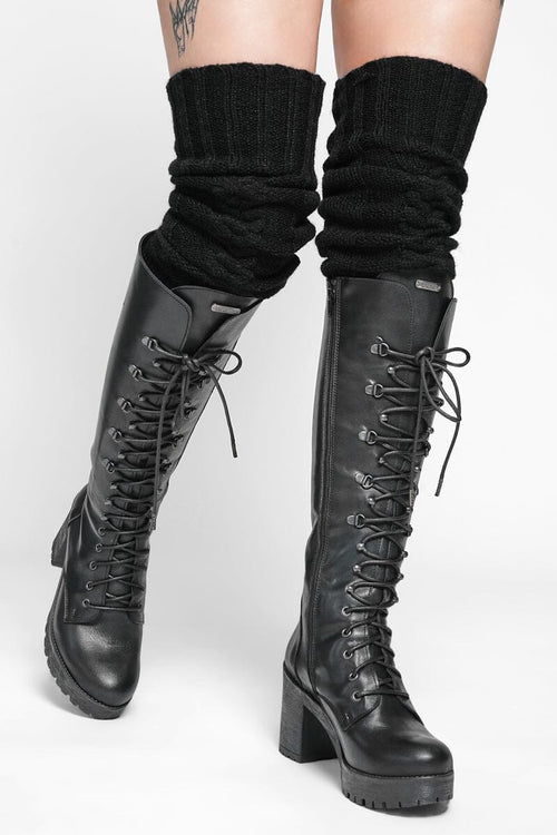 Fleura Cable Knit Thigh High Socks Socks NOCTEX 