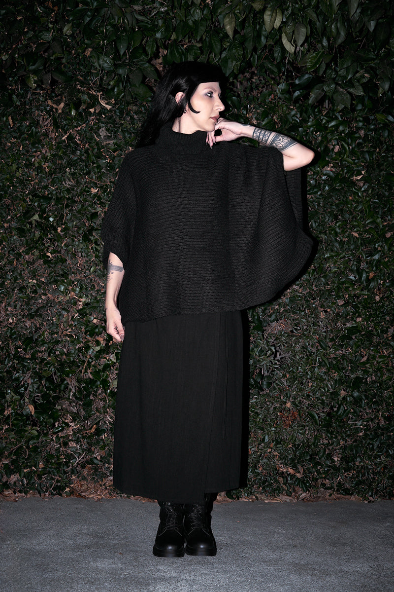Gianna High Neck Rib Knit Poncho