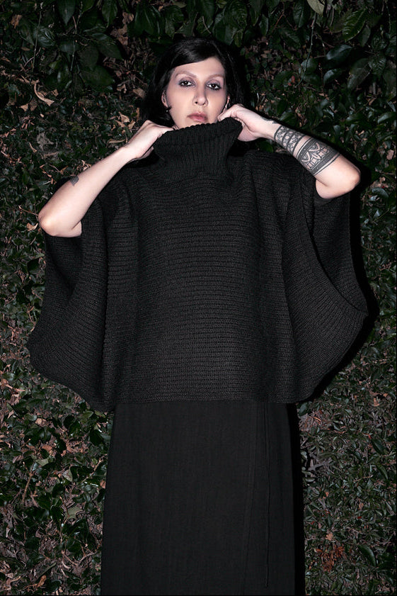 Gianna High Neck Rib Knit Poncho