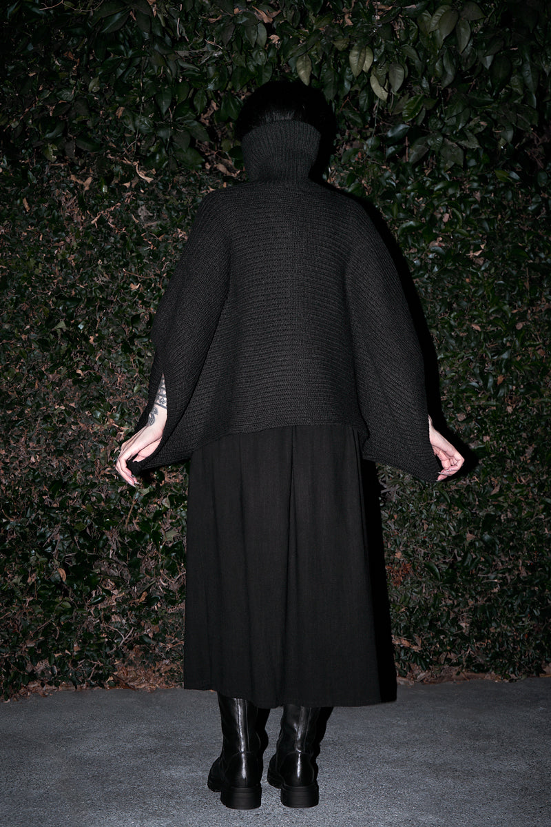 Gianna High Neck Rib Knit Poncho