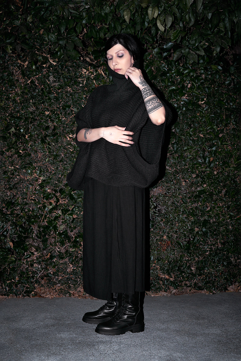Gianna High Neck Rib Knit Poncho