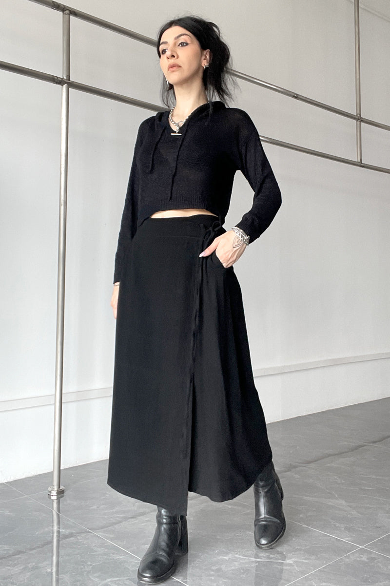Vortex Wrap Maxi Skirt