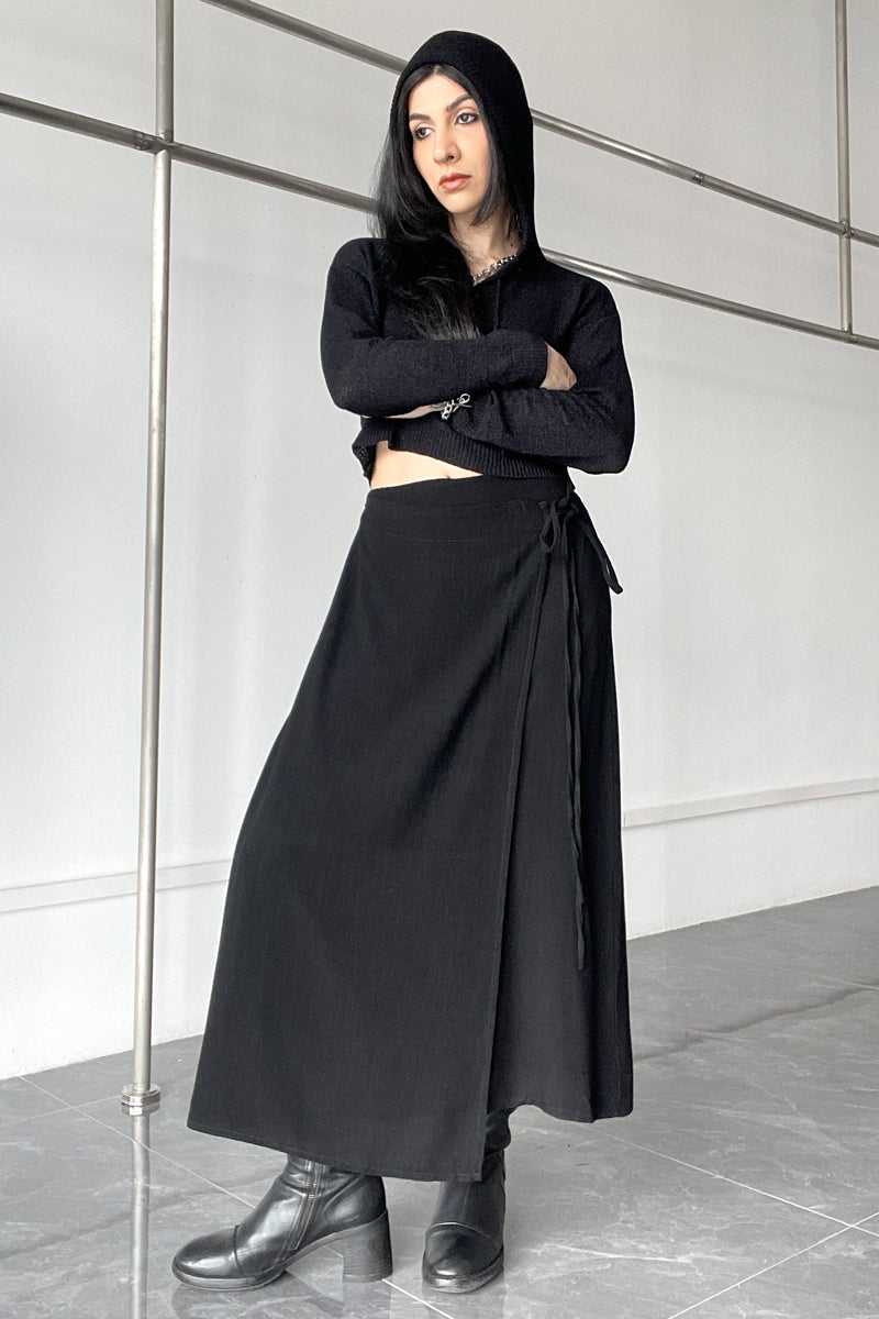 Vortex Wrap Maxi Skirt