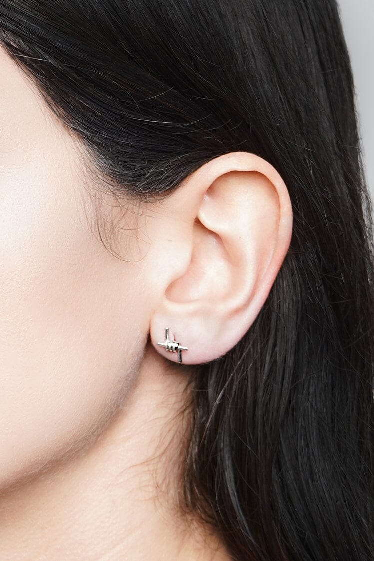 Barbwire Stud Earrings | 925 Silver Earrings NOCTEX 