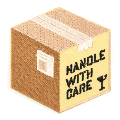 Handle With Care Embroidered Iron-On Patch (2.5" wide) Patches These Are Things 