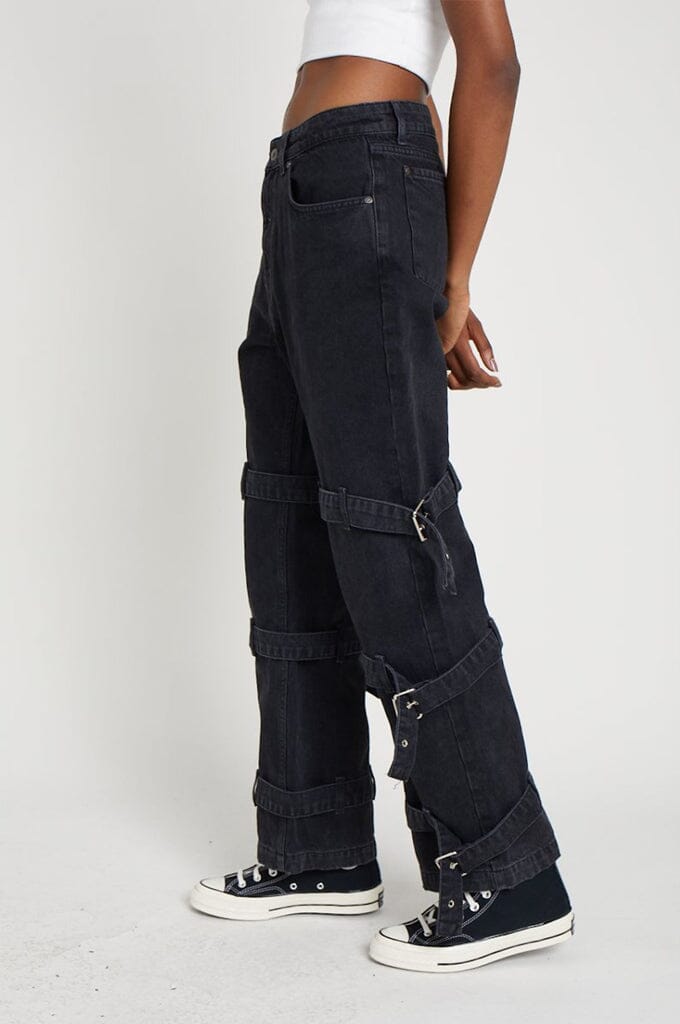 BUCKLE DAD JEAN - CHARCOAL - Noctex - THE RAGGED PRIEST Bottoms, DENIM, THE RAGGED PRIEST Bottoms