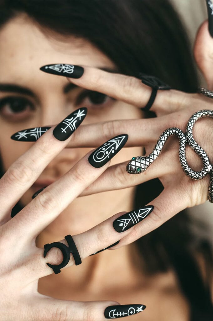 Cast A Spell - Press On Nails - Noctex - Rave Nailz Black, black nails, california, Faire, goth nails, gothic, nails, occult Nails