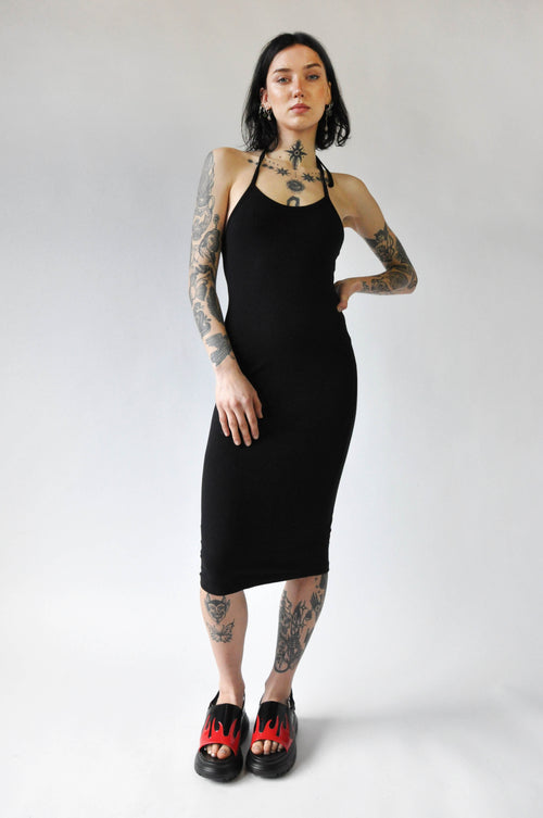 Halter Midi Dress - Noctex - NLT 2021, handmade, LARGE, made in la, made in los angeles, made in usa, Made in USA/Canada, MEDIUM, SMALL, Womens Long Dresses