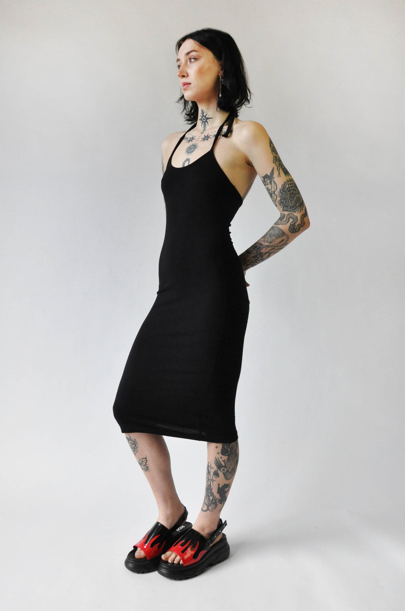 Halter Midi Dress - Noctex - NLT 2021, handmade, LARGE, made in la, made in los angeles, made in usa, Made in USA/Canada, MEDIUM, SMALL, Womens Long Dresses