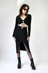 Zero Knit Set - Noctex - Fore Collection 2022, crop top, Faire, goth aesthetic, LARGE, long sleeve, longsleeves, Made in USA/Canada, MEDIUM, midi skirt, SMALL, Womens Co-ords