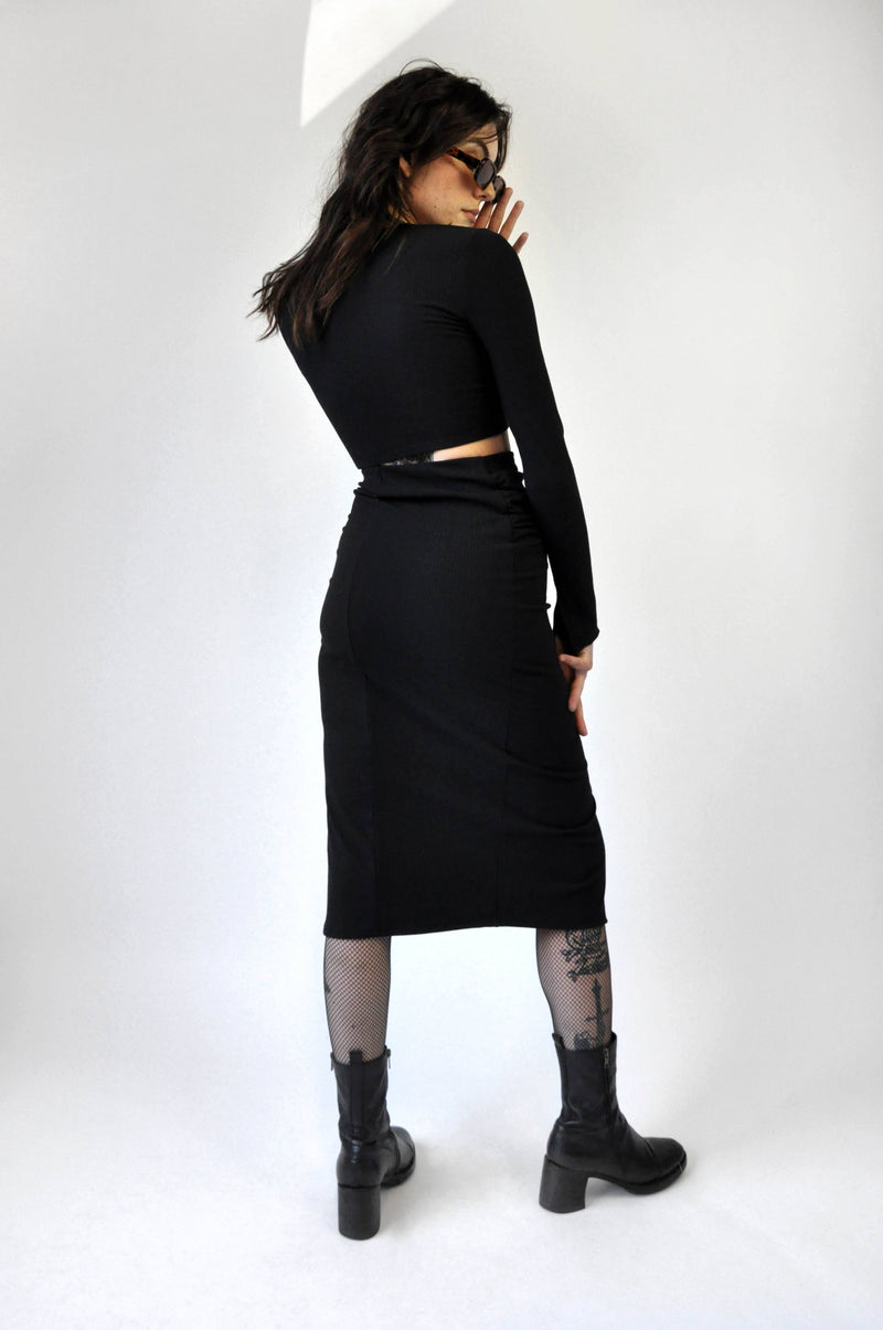 Zero Knit Set - Noctex - Fore Collection 2022, crop top, Faire, goth aesthetic, LARGE, long sleeve, longsleeves, Made in USA/Canada, MEDIUM, midi skirt, SMALL, Womens Co-ords