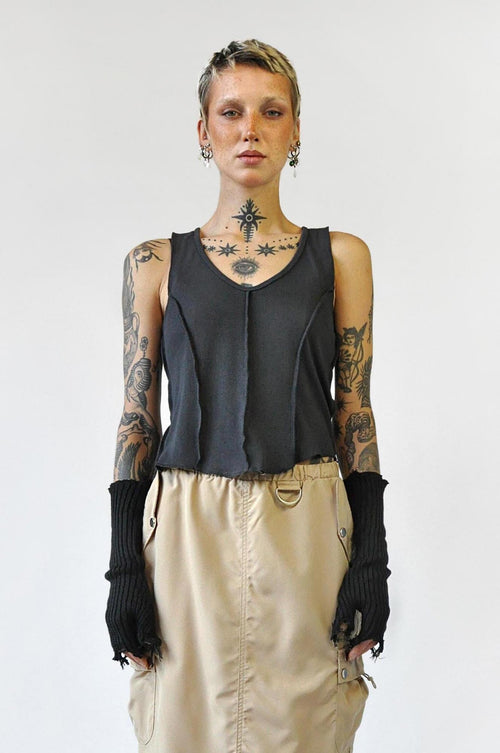 Distressed Rib Gloves Arm Warmers NOCTEX 