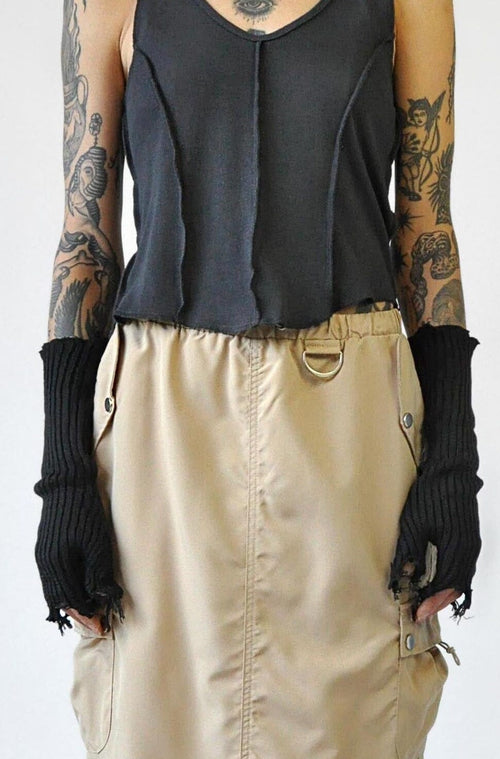 Distressed Rib Gloves - Noctex - NOCTEX  Arm Warmers
