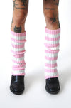 STRIPE LEG WARMERS Leg Warmers NOCTEX WHITE AND PINK 