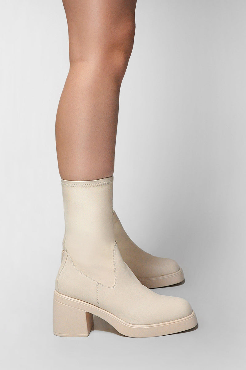 Cream block heel boots shop