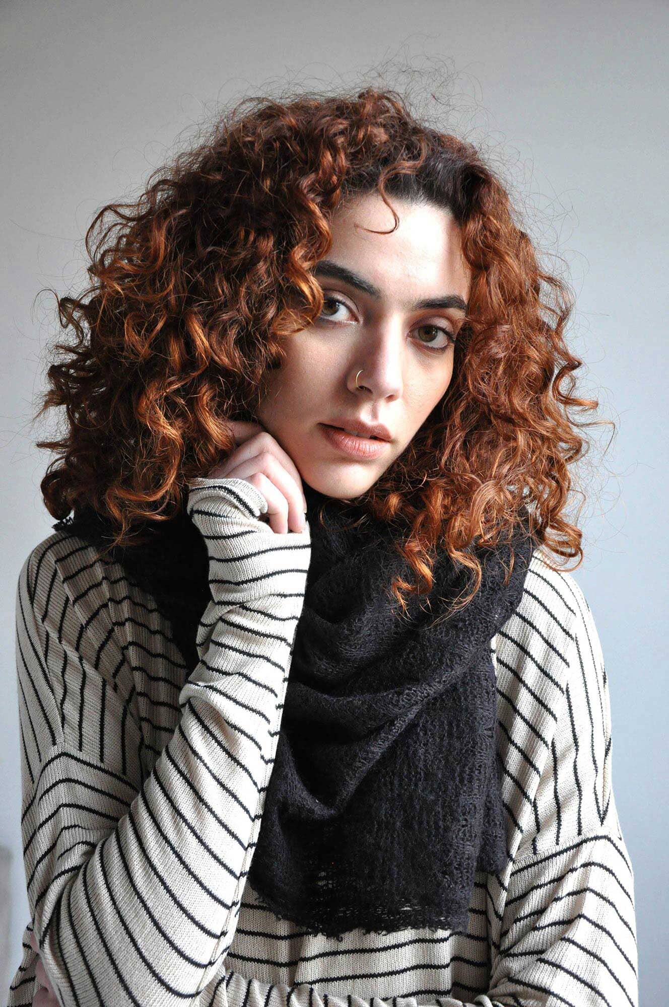 Black Textured Scarf