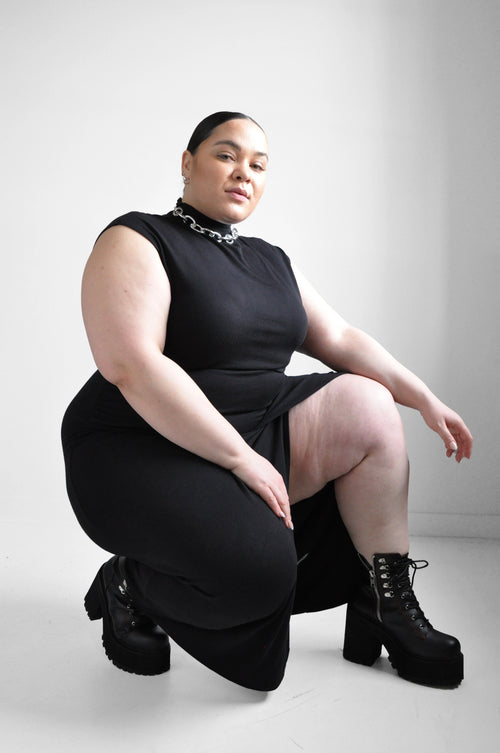 Marilyn Dress [Curve] - Noctex - NLT 1X, 2X, 3X, CURVE, EXTENDED SIZING, EXTENDEDSIZING, goth aesthetic, handmade, made in la, made in los angeles, made in usa, Made in USA/Canada, PLUS SIZE,