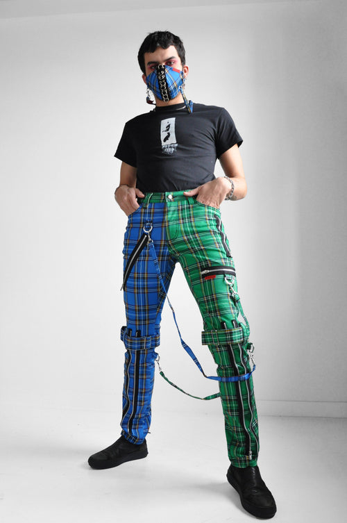 Classic Green/Blue Bondage Pant [Unisex] - Noctex - Tripp NYC 26, 28, 30, 32, FIND, neon, punk, sale, sale20, skinny, Tripp NYC, unisex, womens Pants