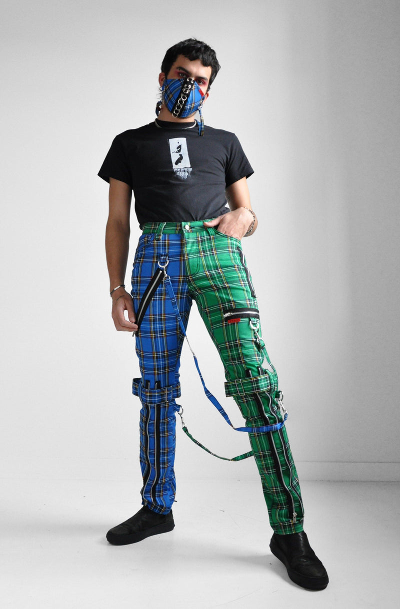 Classic Green/Blue Bondage Pant [Unisex] - Noctex - Tripp NYC 26, 28, 30, 32, FIND, neon, punk, sale, sale20, skinny, Tripp NYC, unisex, womens Pants