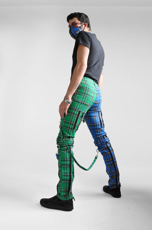 Classic Green/Blue Bondage Pant [Unisex] - Noctex - Tripp NYC 26, 28, 30, 32, FIND, neon, punk, sale, sale20, skinny, Tripp NYC, unisex, womens Pants