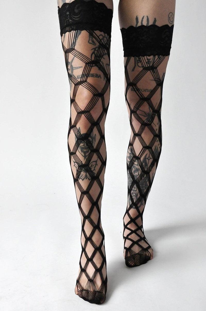 Diamond Eyes Thigh High Fishnets Hosiery NOCTEX 