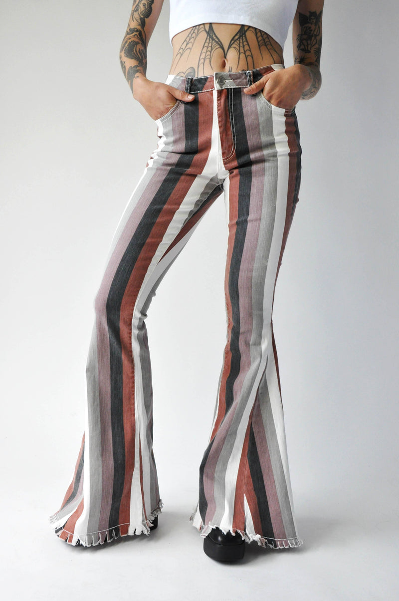 Terracotta Stripe Super Flare Jeans
