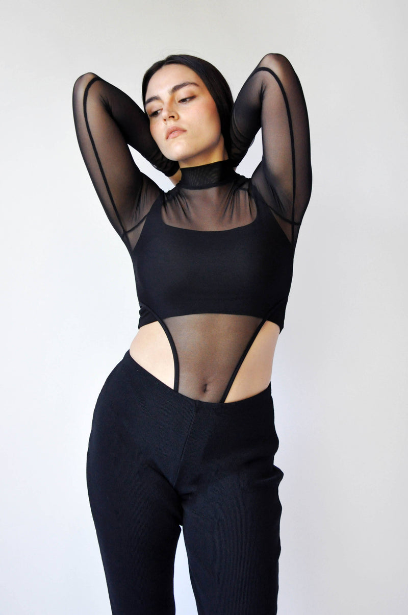 HIGH STAKES MESH BODYSUIT [LAST LARGE] - Noctex - Junie Faire, FIND, goth aesthetic, LARGE, made in usa, Made in USA/Canada, MEDIUM, sale20, SMALL, Womens Longsleeves