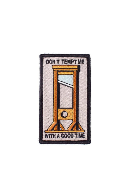 Don't Tempt Me Embroidered Patch (3.5" tall) - Noctex - Retrograde Supply Co. Faire Patches