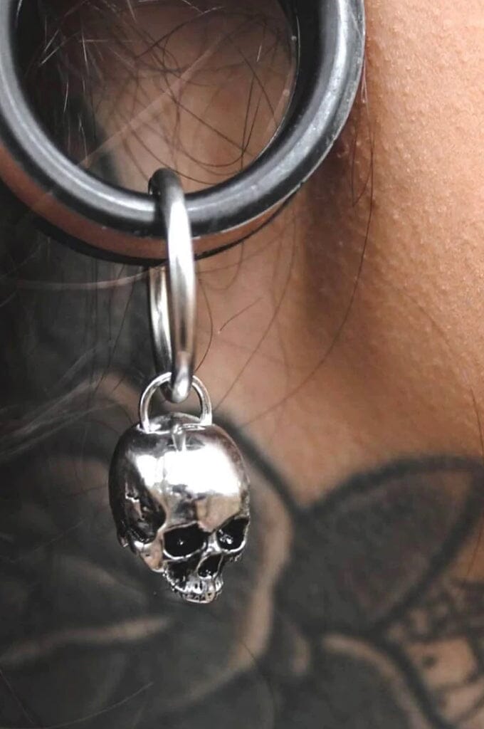 Hel Skull Hoops - Noctex - Mysticum Luna 2022, Accessories, accessory, alternative, anatomical jewelry, biker, california, Faire, gothic Earrings