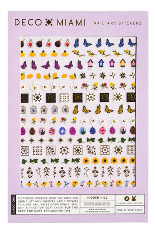 Nail Art Stickers - Hidden Hill - Noctex - Deco Miami bird cage, black-eyed susan, butterflies, butterfly, california, Cruelty free, cuckoo clock, egg, faberge egg, Faire, fig, floral, flower