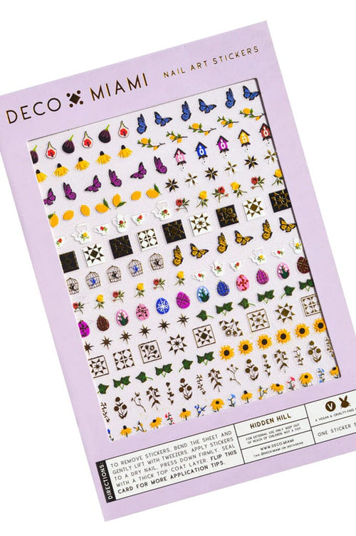 Nail Art Stickers - Hidden Hill - Noctex - Deco Miami bird cage, black-eyed susan, butterflies, butterfly, california, Cruelty free, cuckoo clock, egg, faberge egg, Faire, fig, floral, flower