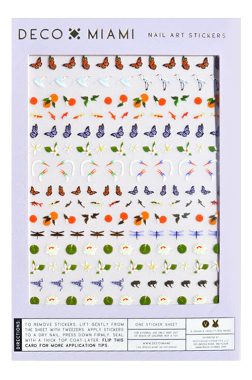 Nail Art Stickers - Lily Pond - Noctex - Deco Miami butterfly, california, citrus, crane, Cruelty free, dragon fly, Faire, fruit, gold fish, heron, lily pad, lily pond, Made in USA/Canada, na